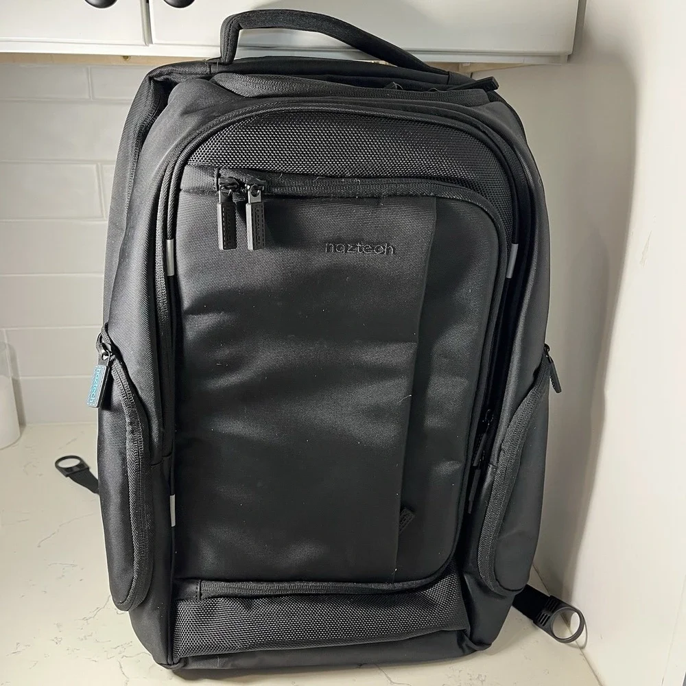 Naztech Black Backpack SmartPack Multi-Utility Travel Bag Rain Cover RFID Block